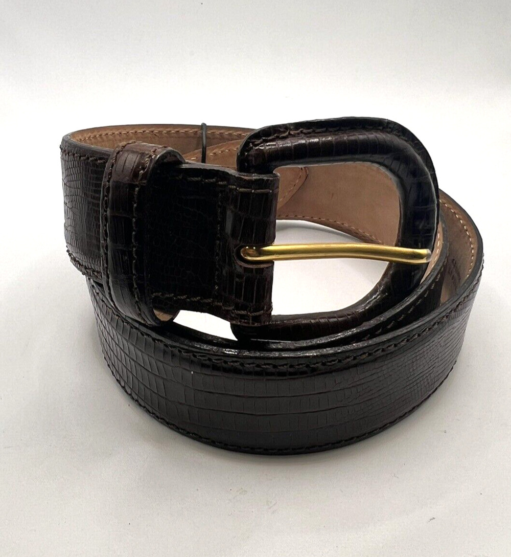 Banana Republic Wide Belt Brown Genuine Leather Wrapped Buckle Vtg M/I Italy 30